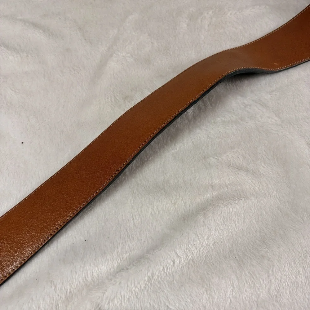 Vintage 90 Axcess Italy Genuine Leather Belt Wide Tapered Brown Sm Boho Buckle
